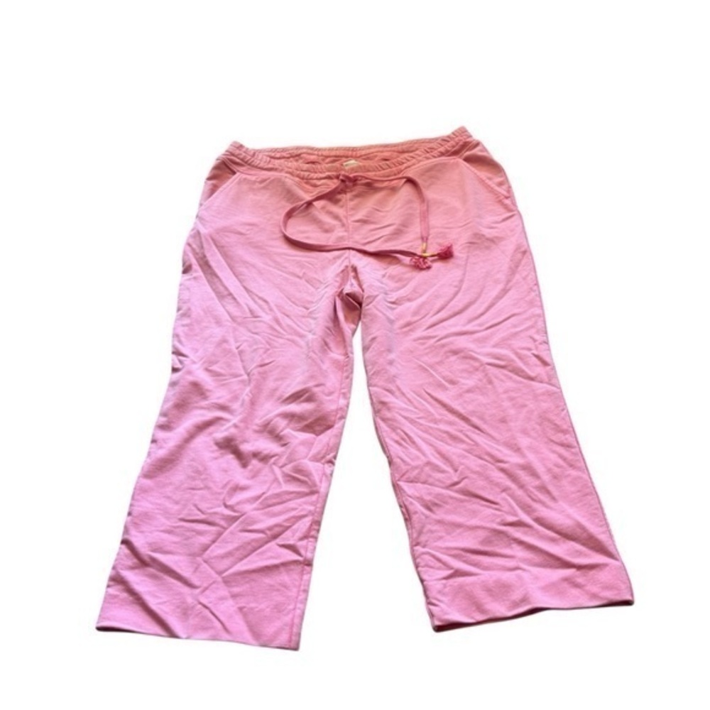 Chico’s Weekends cropped Pink Wide Leg Lounge Pants Size Large 12 14 Drawstring
